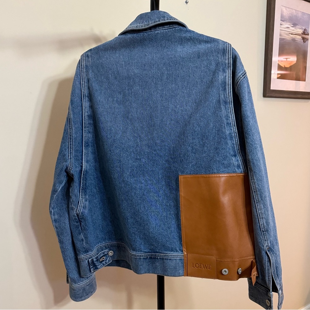 Loewe Men’s Denim Jacket Leather Patch color Blue size 48